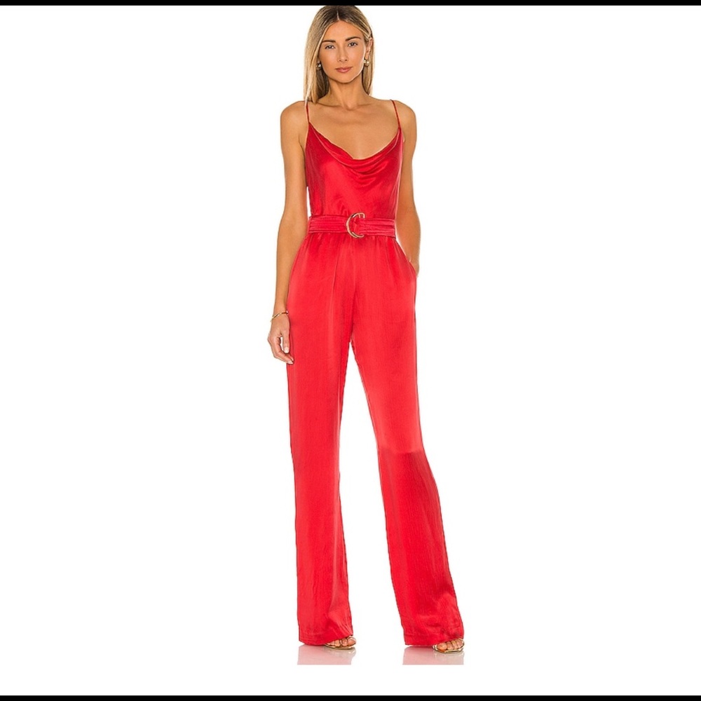 Rocio Solid Jumpsuit In Red Karina Grimaldi Small - image 1